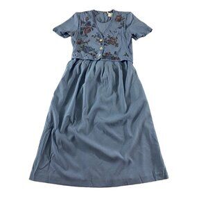Vintage Miss Dorby Women's Blue Short Sleeve Dress - 10P